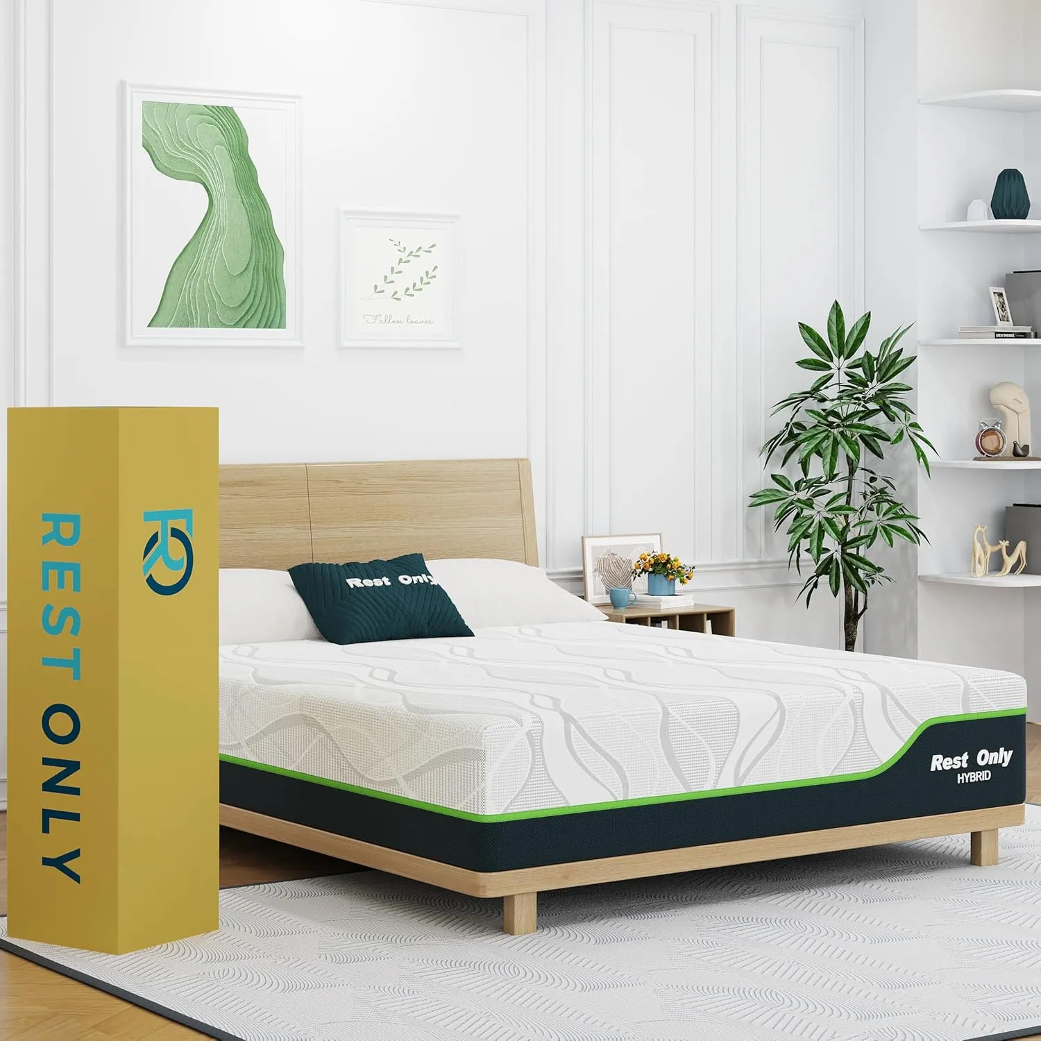 Rest Only King Size Mattress for Pressure Relief, 12 Inches Cooling Gel Memory Foam Hybrid Mattress, King Mattress in a Box with Individual Pocket Spring for Motion Isolation, Medium Firm