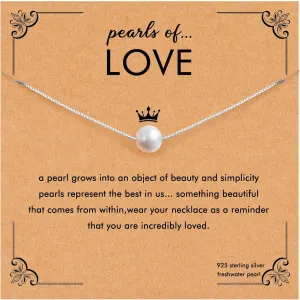 Retirement Gift for Woman S925 Sterling Silver Freshwater Pearl Necklace Happy Retirement Gifts with Card
