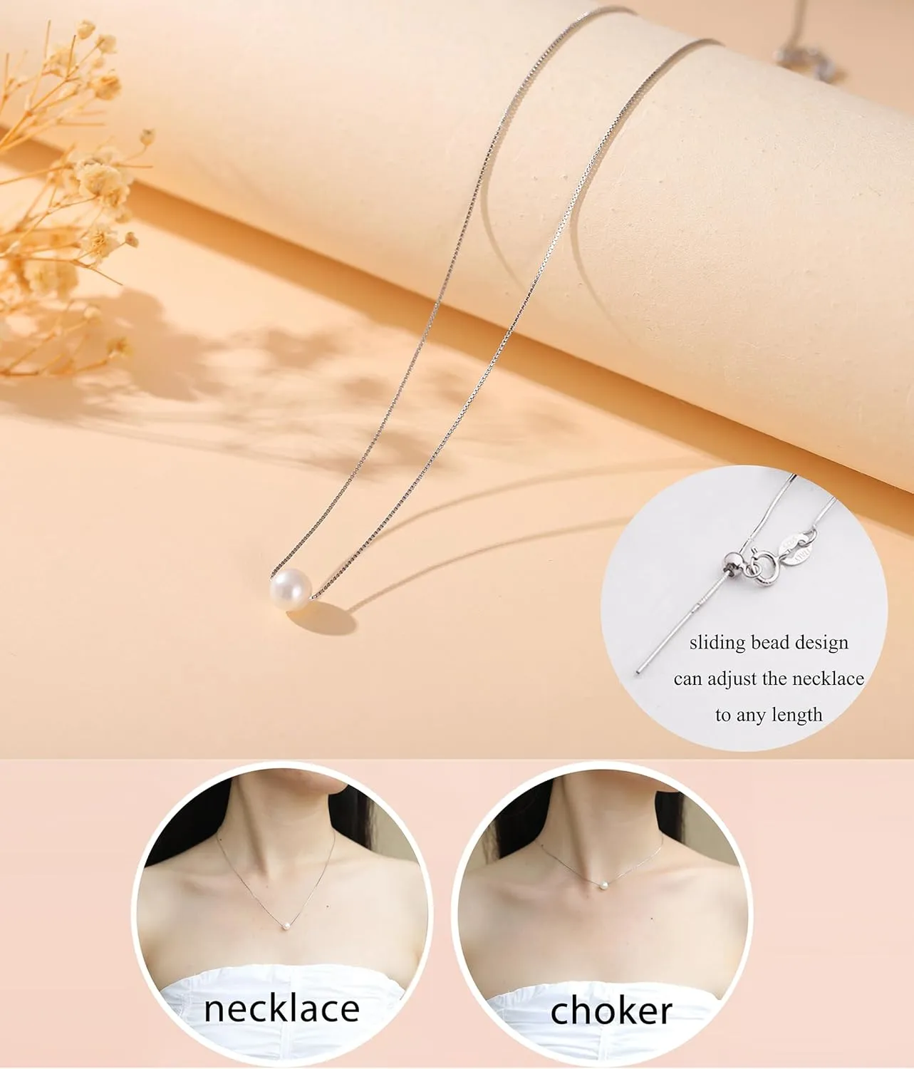 Retirement Gift for Woman S925 Sterling Silver Freshwater Pearl Necklace Happy Retirement Gifts with Card