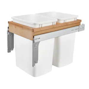 Rev-A-Shelf Wood Top Mount Pullout Double Trash Canss Waste Containers, 35-Quart Garbage Bins with 135 lb. Capacity, 4WCTM-18DM2-175