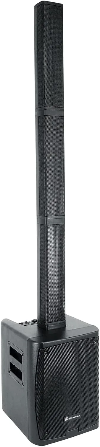 Rockville Titan Portable Array 1200W Battery Powered PA DJ Speaker System with 8-Inch Subwoofer, Bluetooth 5.0, Rechargeable Battery, Built-in Mixer, Perfect for Outdoor Events and Small Gigs