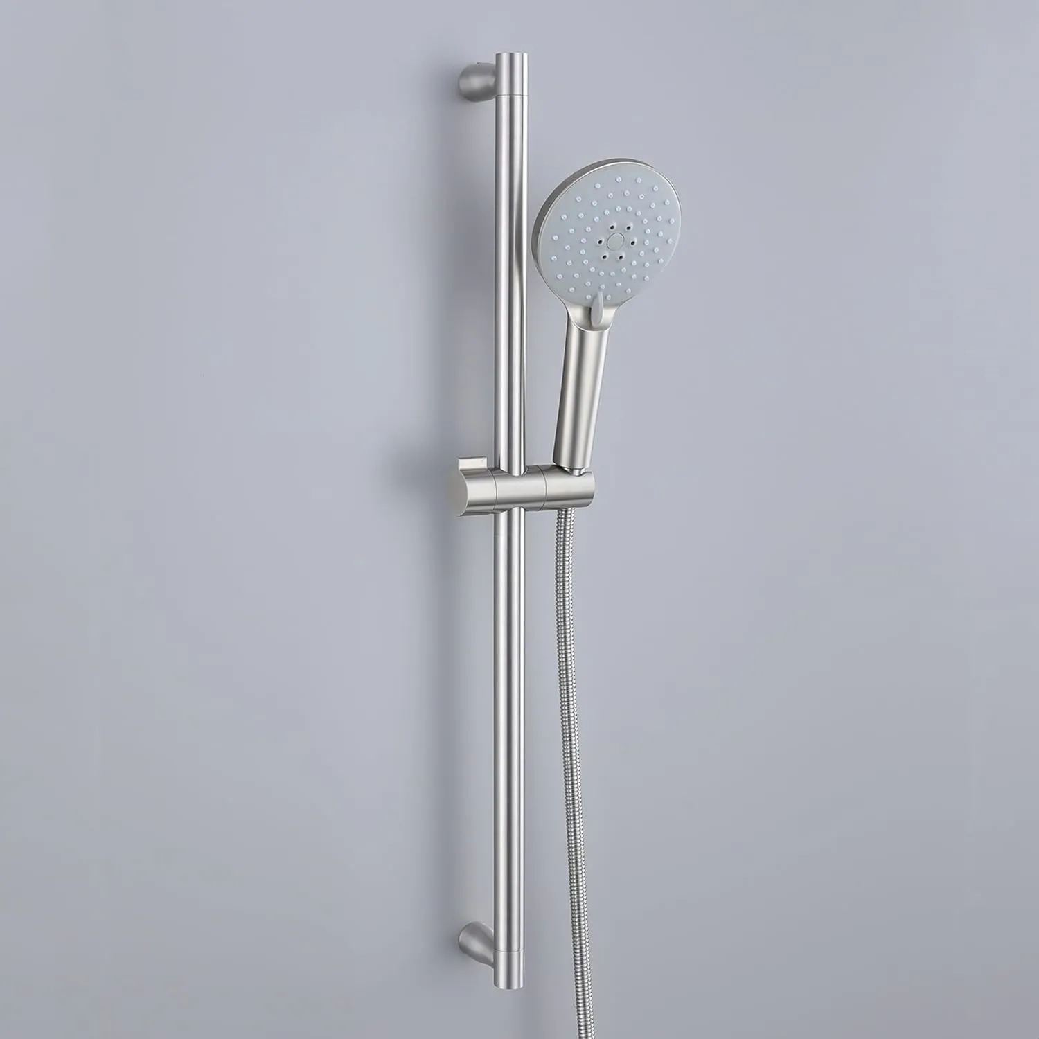 RRAJJ Shower Slide Bar 29 Inch with Adjustable Shower Head Holder, Thickened Pipe SUS 304 Stainless Steel Slide bar for Home and Hotel Bathroom,Screw Wall Mounted (Brushed Nickel)