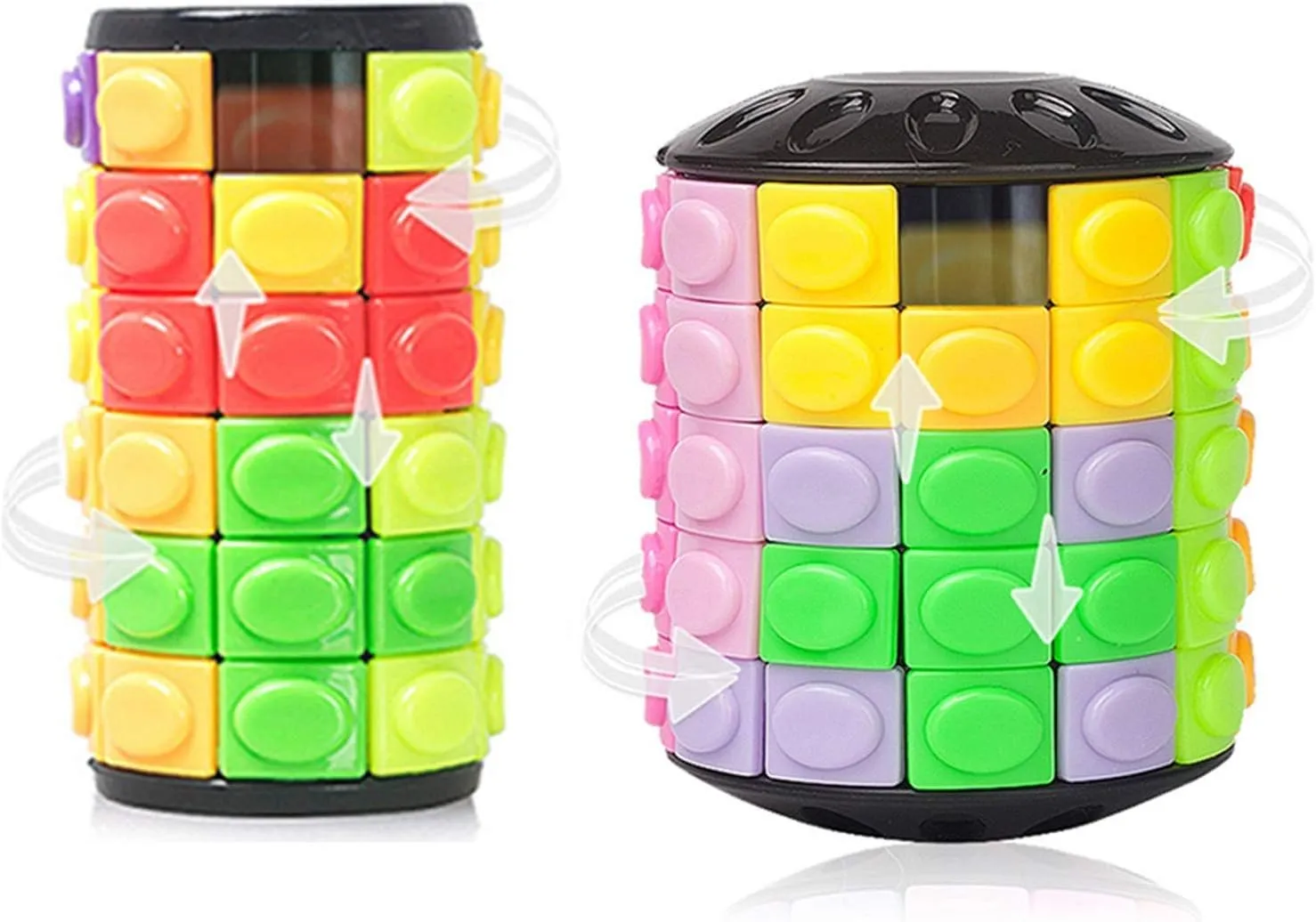 R.Y.TOYS Fidget Toy,Magic Cube Puzzle,Brain Teasers for Adults,Cylinder Rotate&Slide Logic Restless Hand Game,Trick Puzzle,Gift for Kids Child(8 Colors x 6 Layers 12 Colors x 5 Layers)