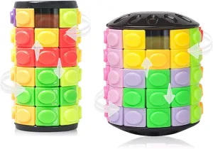 R.Y.TOYS Fidget Toy,Magic Cube Puzzle,Brain Teasers for Adults,Cylinder Rotate&Slide Logic Restless Hand Game,Trick Puzzle,Gift for Kids Child(8 Colors x 6 Layers 12 Colors x 5 Layers)