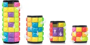 R.Y.TOYS Fidget Toy,Magic Cube Puzzle,Brain Teasers for Adults,Cylinder Rotate&Slide Logic Restless Hand Game,Trick Puzzle,Gift for Kids Child(8Colorsx3/4/5/8Layers)