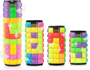 R.Y.TOYS Fidget Toy,Magic Cube Puzzle,Brain Teasers for Adults,Cylinder Rotate&Slide Logic Restless Hand Game,Trick Puzzle,Gift for Kids Child(8Colorsx6/7/8/12Layers)