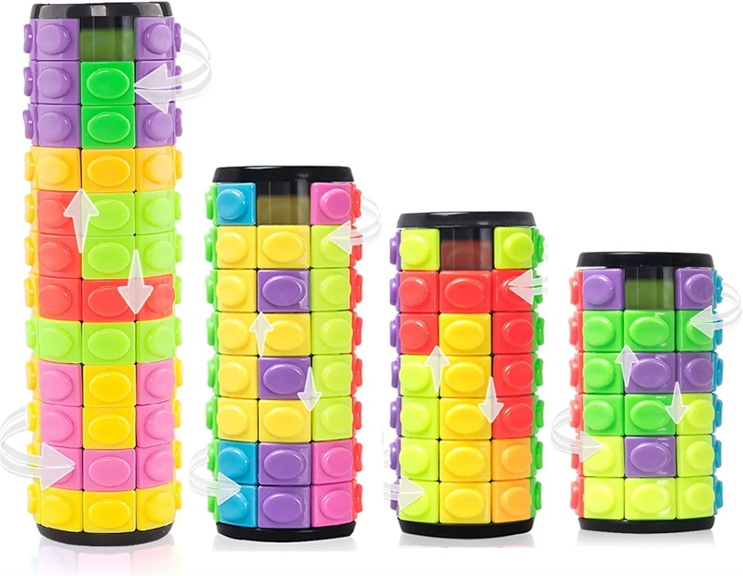 R.Y.TOYS Fidget Toy,Magic Cube Puzzle,Brain Teasers for Adults,Cylinder Rotate&Slide Logic Restless Hand Game,Trick Puzzle,Gift for Kids Child(8Colorsx6/7/8/12Layers)