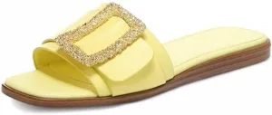 Sam Edelman Inez Butter Squared Open Toe Buckle Detail Slip On Slides Sandals (Butter, 8)