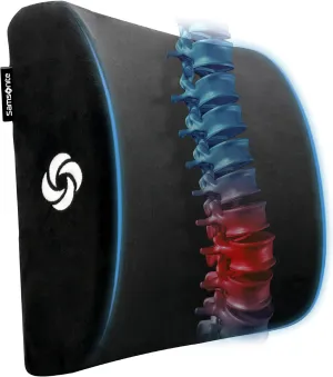 SAMSONITE, Premium Plush Lumbar Support Pillow for Chair - Elevates Lower Back Comfort Zone - 100% Pure Memory Foam - Perfect for Car or Office - Fits Most Seats - Breathable Mesh - Washable Cover