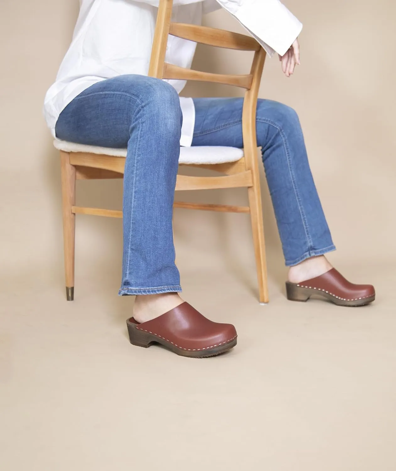 Sandgrens Handmade Swedish Wood Clogs for Women, Low Heel Mule | Austin