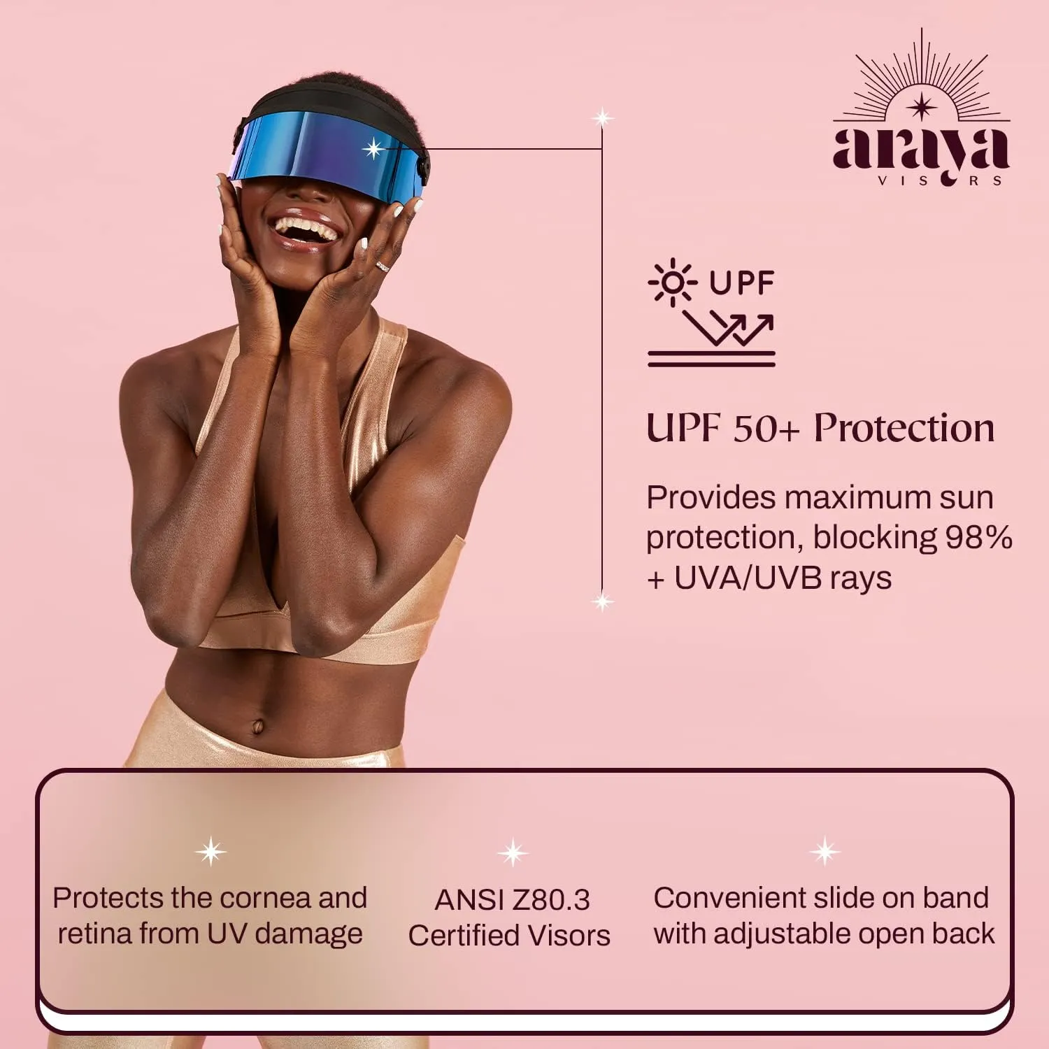 Sasi Mini Sun Visor & UV Protection Face Shield - Adjustable Heat-Resistant and Warp-Proof Lens for Women, Men, Kids