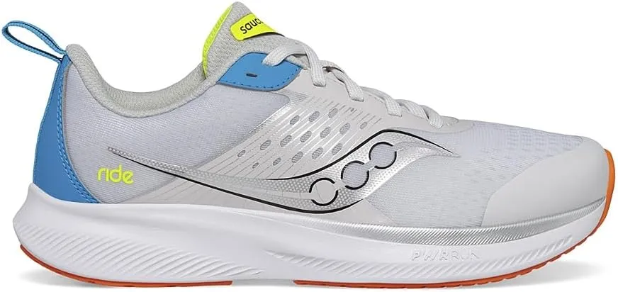 Saucony Ride Kidz Sneaker, Grey/Blue/Citron, 3 US Unisex Big Kid