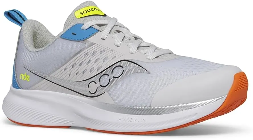 Saucony Ride Kidz Sneaker, Grey/Blue/Citron, 3 US Unisex Big Kid