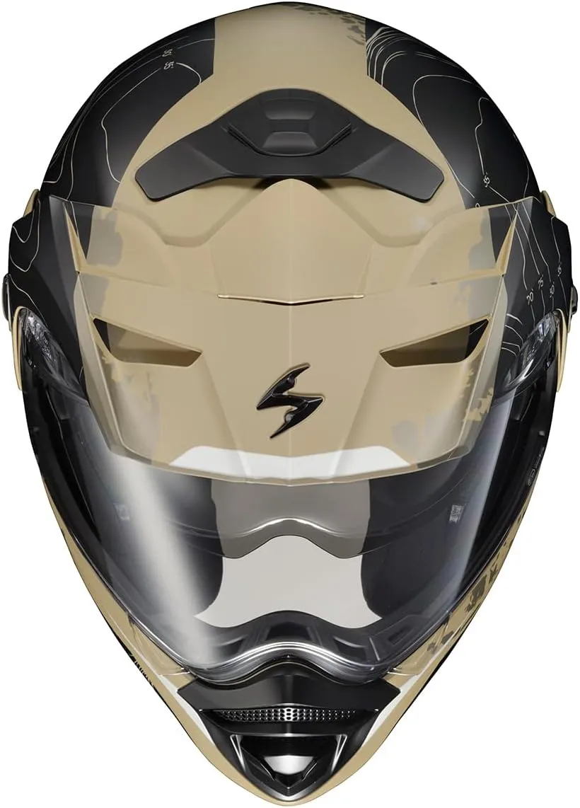 ScorpionEXO AT960 Modular Adventure Street Adult Motorcycle Helmet with Bluetooth Ready Speaker Pockets DOT ECE Approved (Topographic Sand Small)