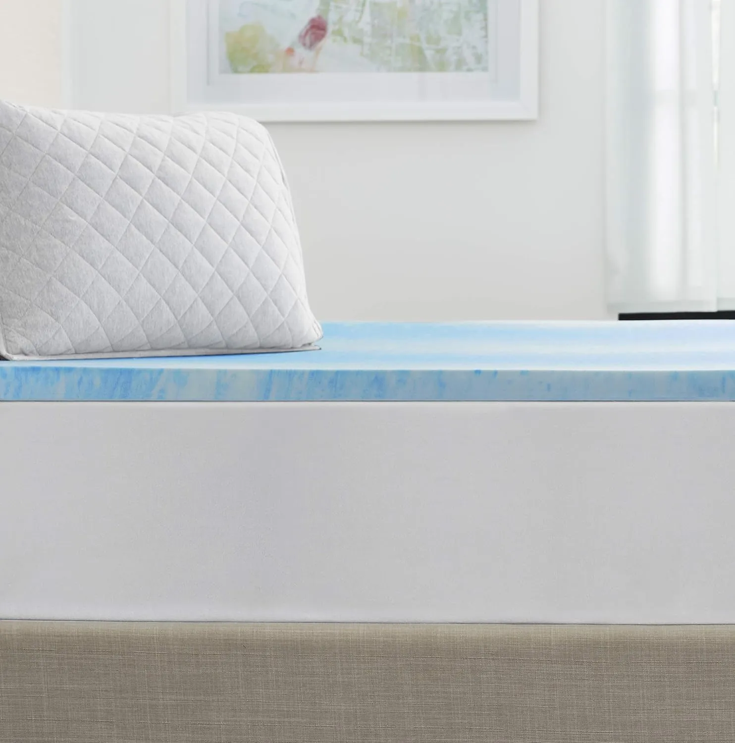 Sealy 1.5" SealyChill Gel Memory Foam Mattress Topper, Twin XL, White