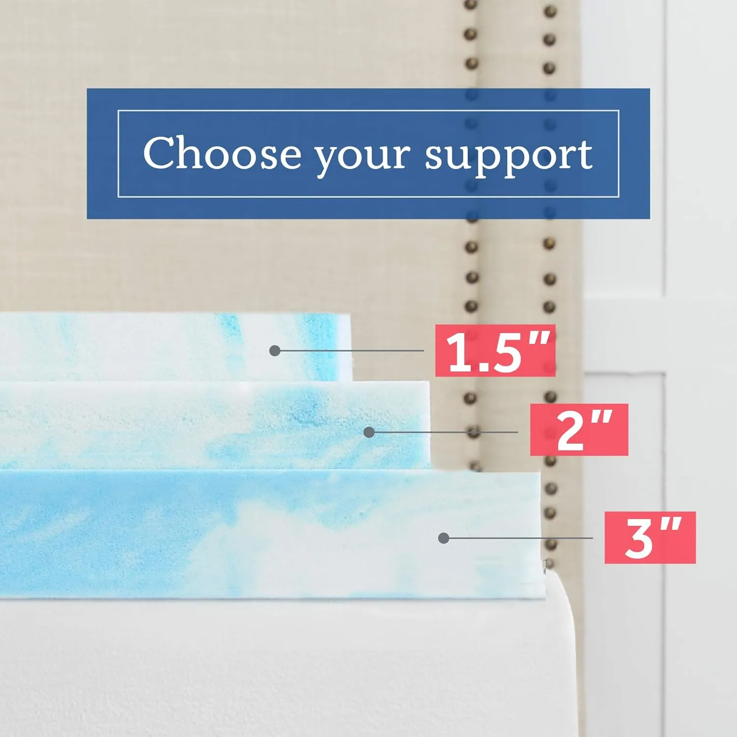 Sealy 1.5" SealyChill Gel Memory Foam Mattress Topper, Twin XL, White