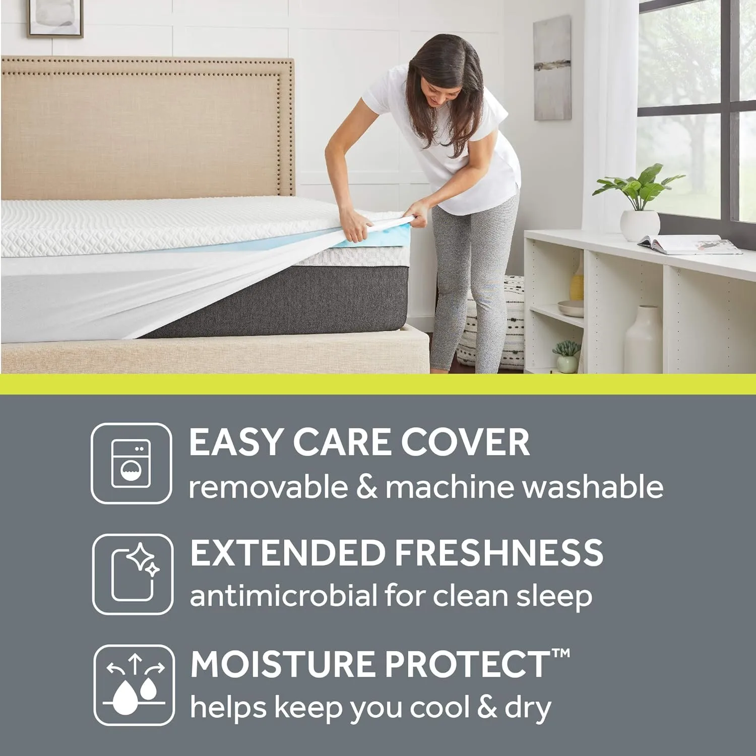 Sealy 3" SealyChill Gel Memory Foam Mattress Topper, Full, White