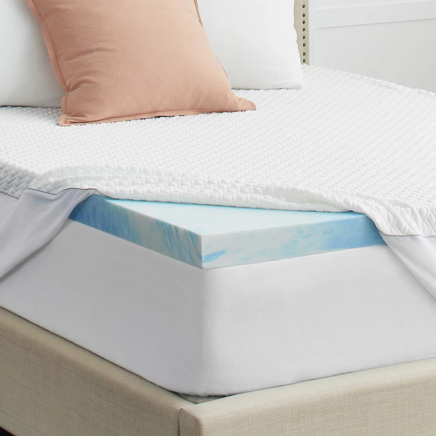 Sealy 3" SealyChill Gel Memory Foam Mattress Topper, Full, White