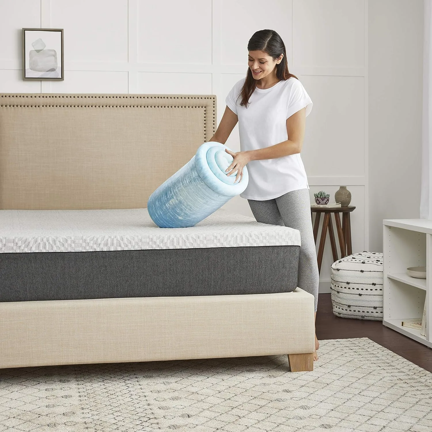 Sealy 3" SealyChill Gel Memory Foam Mattress Topper, Full, White