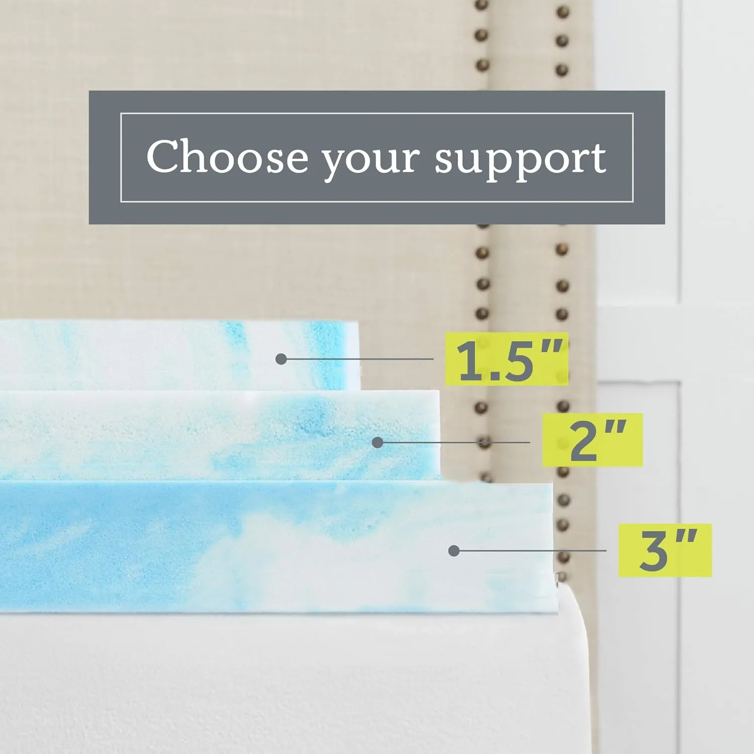 Sealy 3" SealyChill Gel Memory Foam Mattress Topper, Full, White