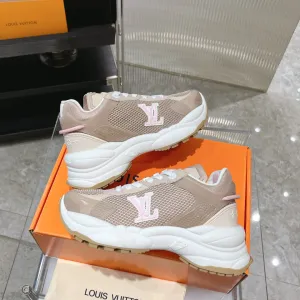 Seasonal promotion Louis Pink Mesh 50mm Sneaker Run Vuitton Comprehensive selection 55 Brown Fabric Polyester