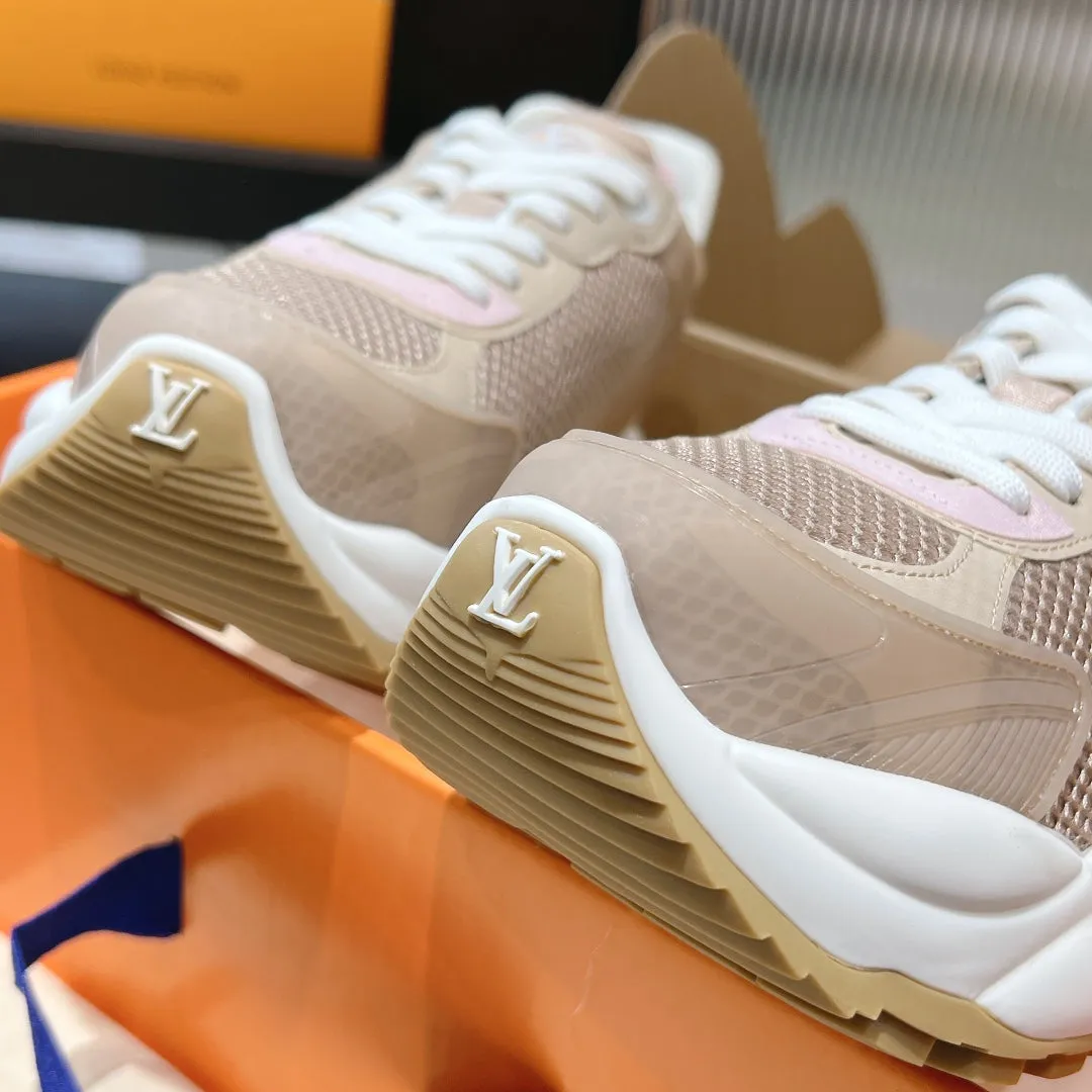 Seasonal promotion Louis Pink Mesh 50mm Sneaker Run Vuitton Comprehensive selection 55 Brown Fabric Polyester