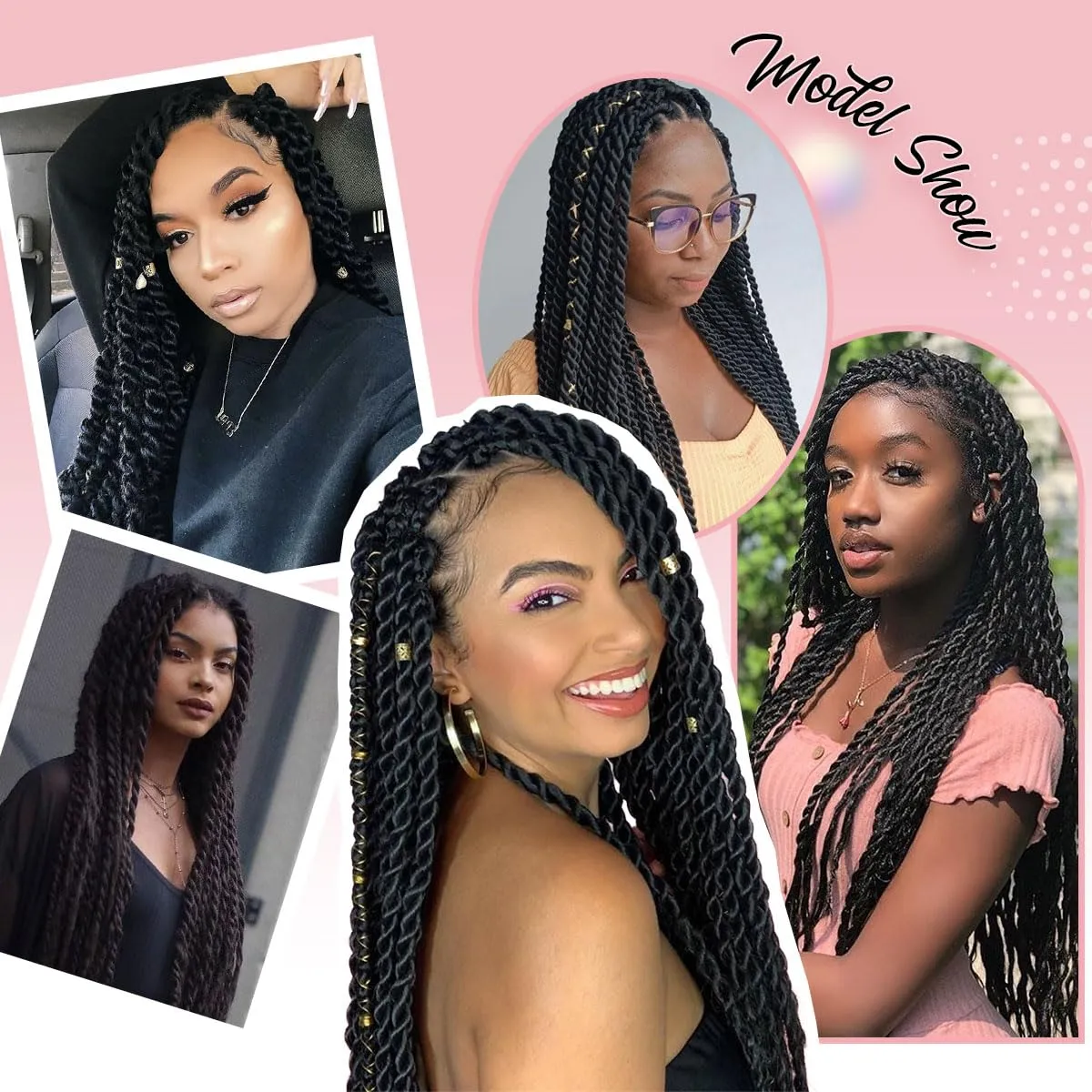 Senegal Twist Wigs, 36 "360° HD Full Single-layer Lace Two Braid Wigs for Black Women Square Knotless 2 Braid Wig with Baby Hair Handmade Synthetic Hair Blended Lace Front Wig Natural Black