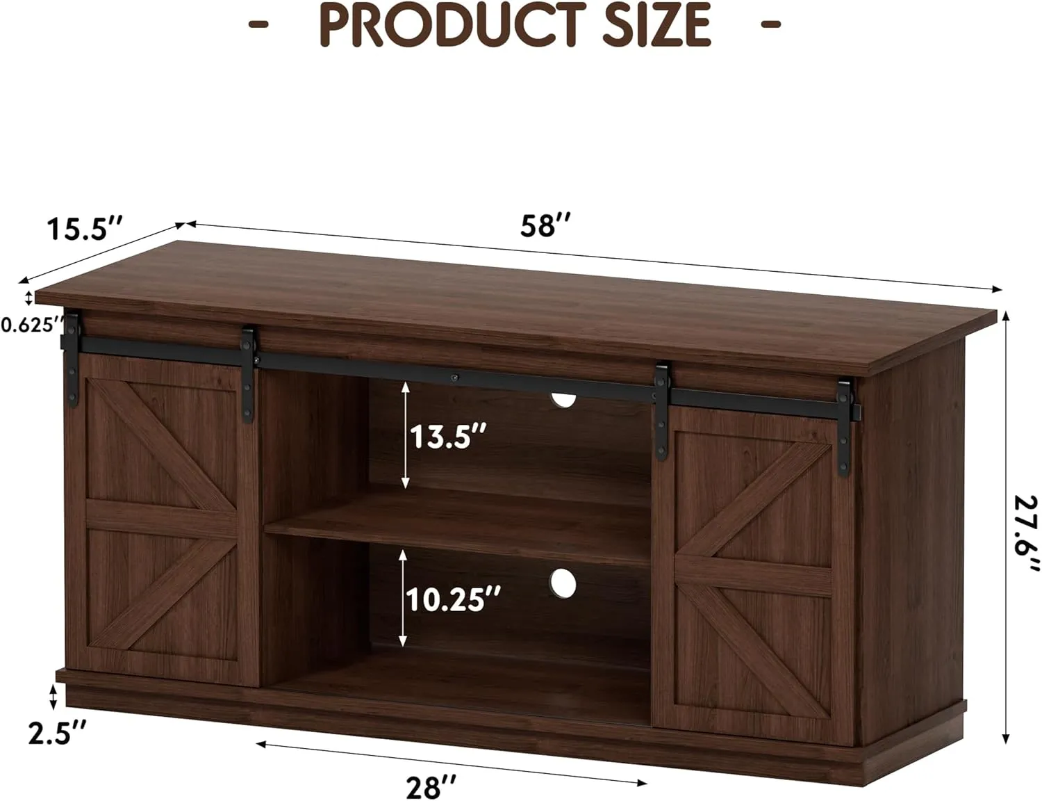 Shahoo Farmhouse Sideboard Buffet Cabinet, Coffee Bar Storage with Sliding Barn Doors, Shelf for Home Dining Room, Espresso