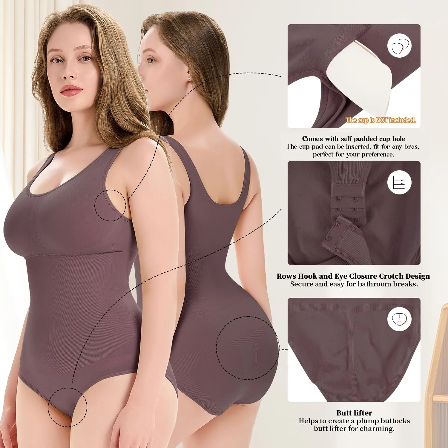 Shapewear Bodysuit For Women Sleeveless Body Shaper Ribbed Seamless Shapewear Tummy Control Tank Tops