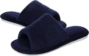 shevalues Terry Cloth Open Toe Slippers for Women Memory Foam Slip On House Slippers
