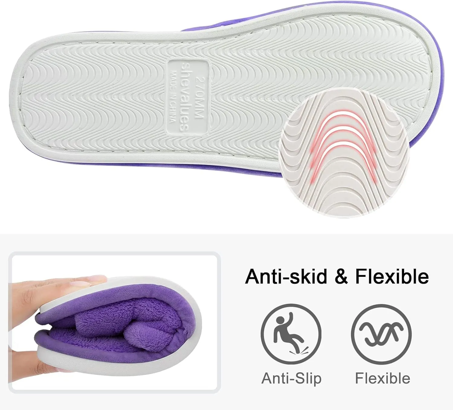 shevalues Terry Cloth Open Toe Slippers for Women Memory Foam Slip On House Slippers