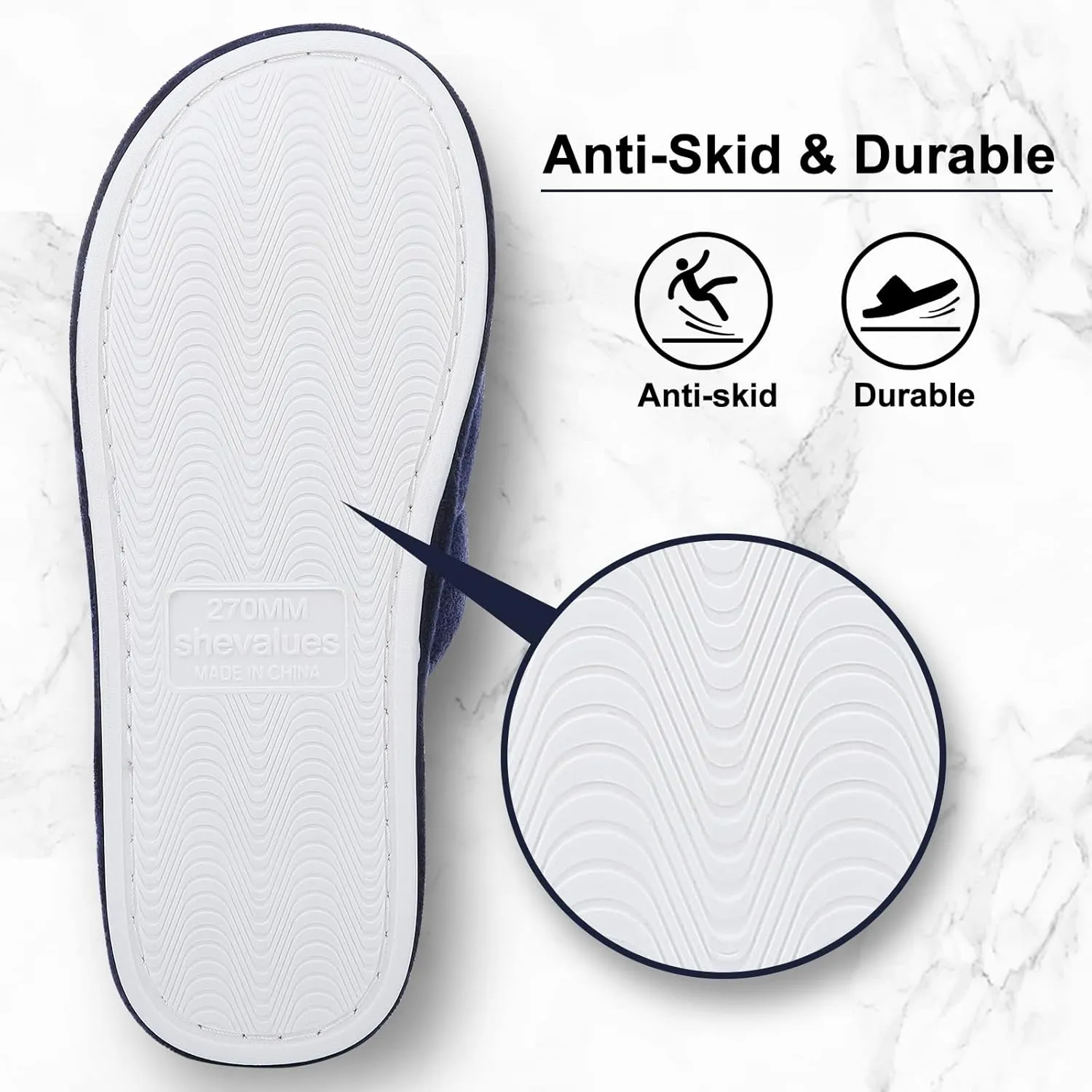 shevalues Terry Cloth Open Toe Slippers for Women Memory Foam Slip On House Slippers