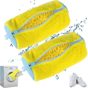 Shoe Washing Machine Bag | Laundry Shoe Bag for Washer and Dryer - Reusable Sneaker Washing Bag with Extra Strength & Secure Zipper | For All Shoes Types | Protects & Cleans Shoes - 2 Pack Large Size