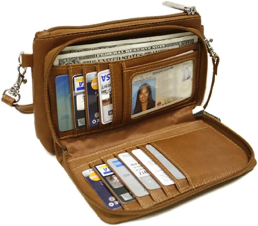 Shoulder Bag Wristlet, Saddle, One Size