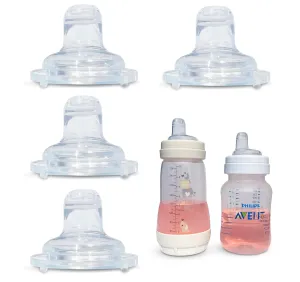 Sippy Spout Nipples for Philips Avent Anti-Colic Baby Bottles and MAM Baby Bottles| 4-Count | Soft Spout | Food Grade Silicone | Variable Flow | Spill-Proof | BPA-Free 4  Months | by BelBeyo