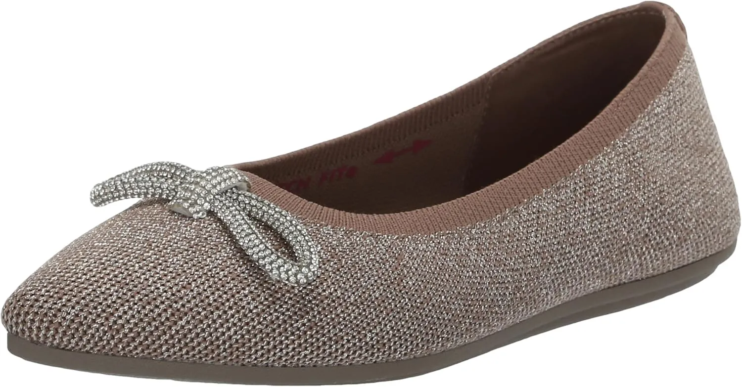 Skechers Modern Comfort Women's Women's Cleo Point-GLIZTY Haze Ballet Flat, Mocha, 5.5