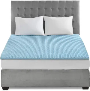 Sleep Philosophy Gel Infused Memory Foam Mattress Topper Luxurious, All Season Enhanced Bed Support, King, 1.5" Thick, Without Cover Blue