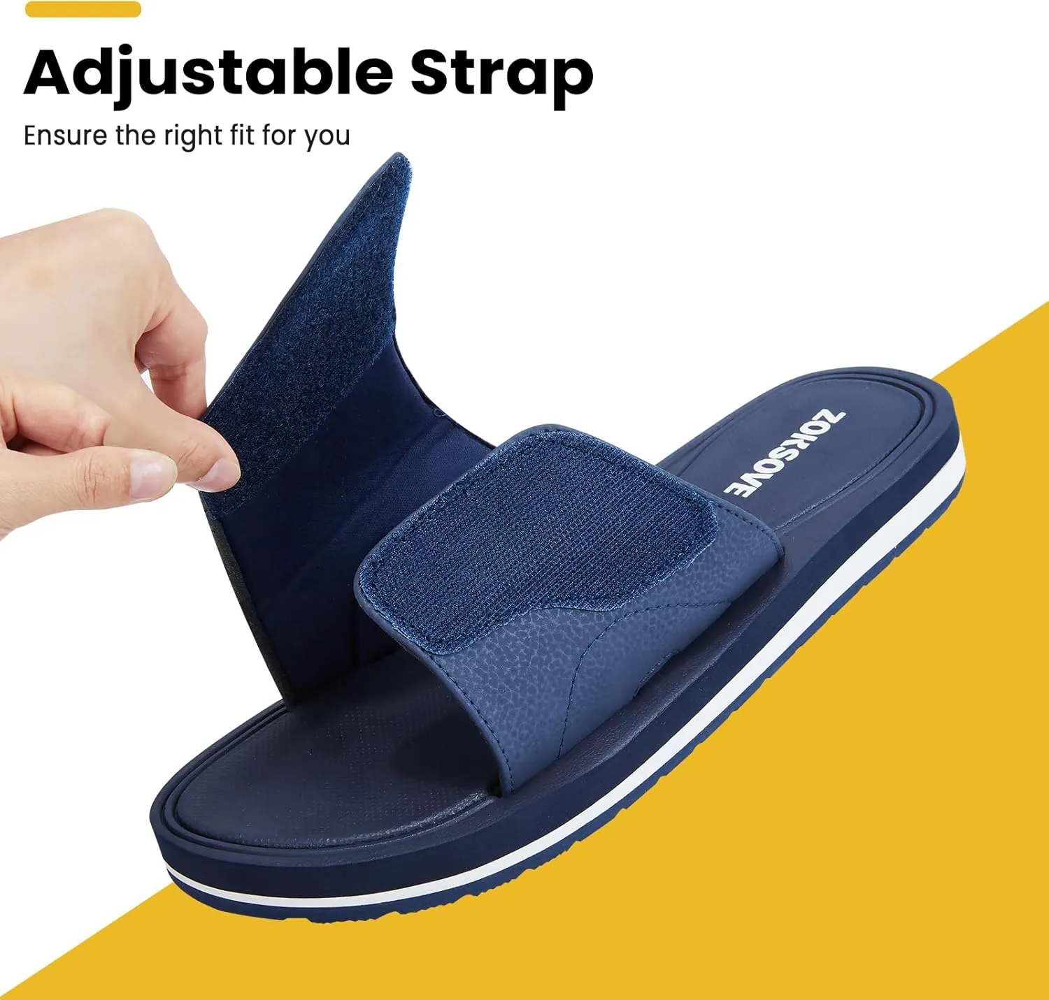 Slides for Men - Adjustable Slide Sandals Slip On- Open Toe Memory Foam Beach Sandals - Comfortable Summer Footwear for indoor/outdoor - Black 7