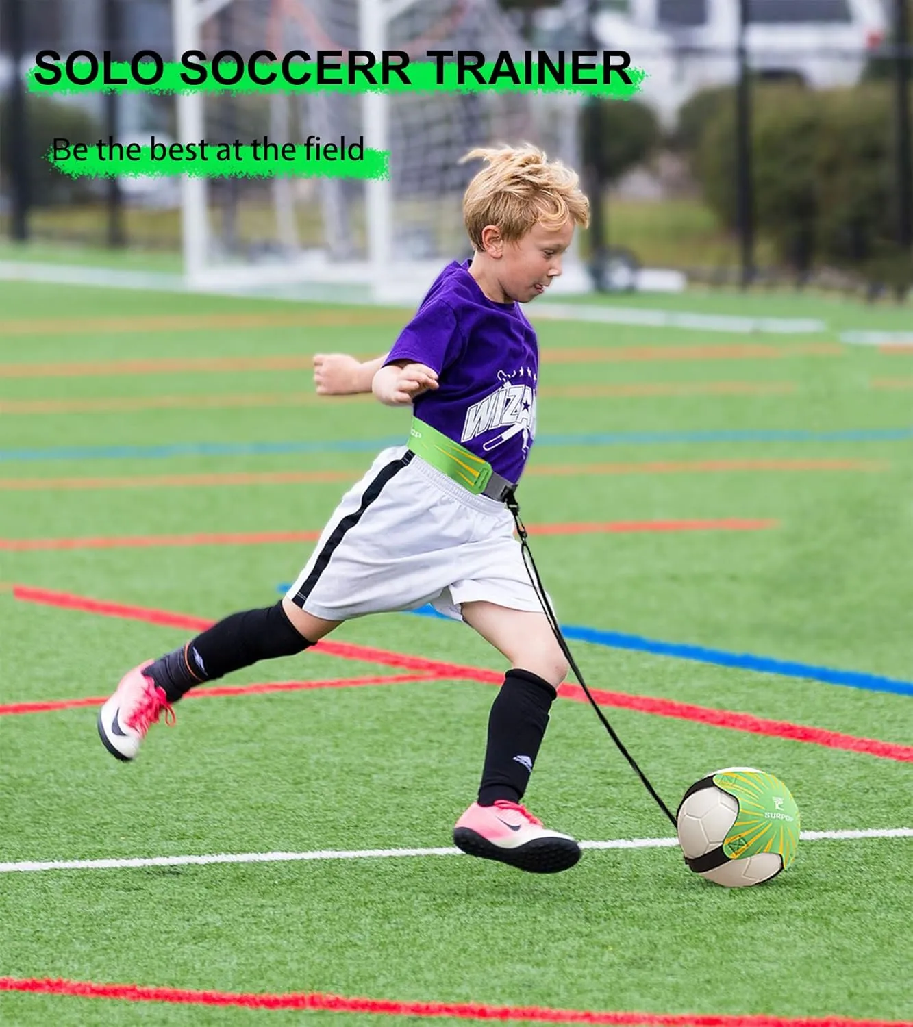 Soccer/Volleyball/Rugby Trainer, Football Kick Throw Solo Practice Training Aid Control Skills Adjustable Waist Belt for Kids Adults