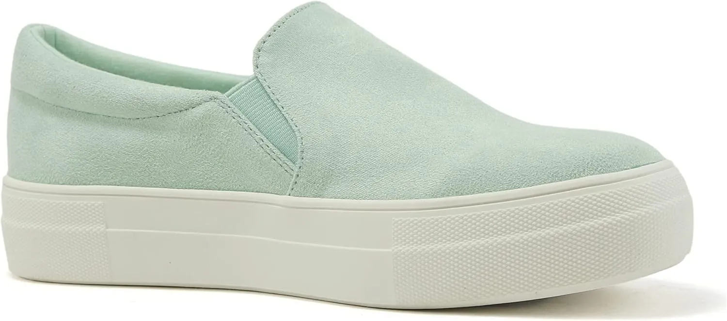 Soda Flat Women Shoes Slip On Loafers Casual Sneakers Memory Foam Insoles Hidden Platform/Flatform Round Toe Hike-G Green Light Mint 8.5