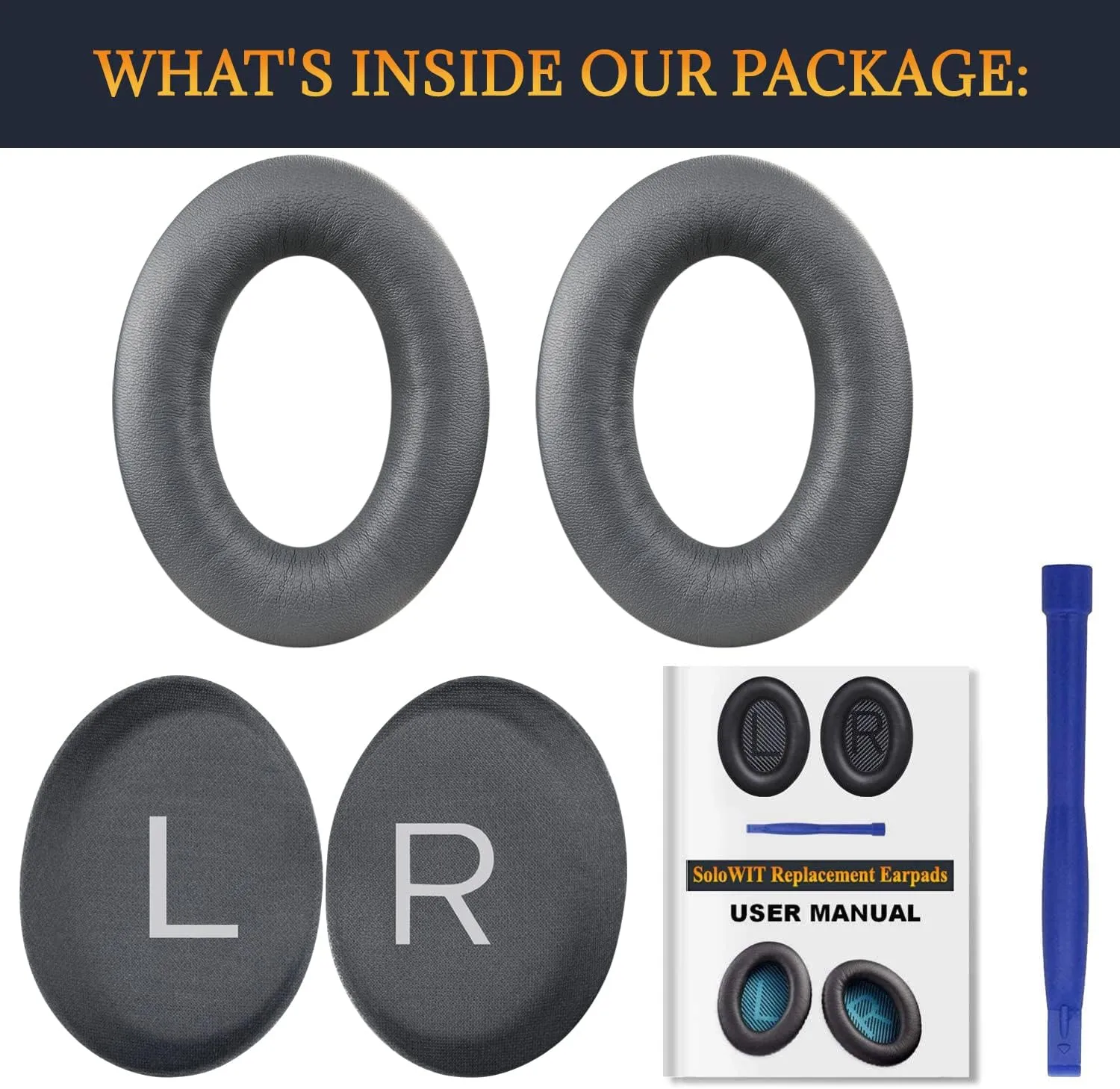 SOULWIT Earpads Replacement for Bose QuietComfort 45 (QC45)/QuietComfort SE (QC SE)/Quiet Comfort Wireless Over-Ear Headphones, Ear Pads Cushions with Softer Protein Leather - Titanium