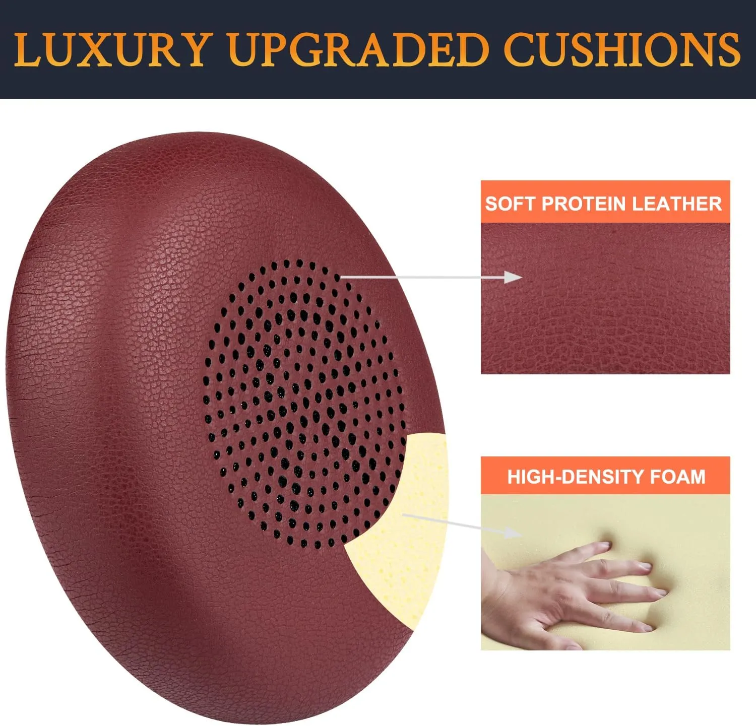 SOULWIT Earpads Replacement for Jabra Evolve2 65 (Evolve 2 65MS 65UC MS UC)/Evolve2 40 (40UC 40MS USB)/Elite 45h On-Ear Wireless Headset, Ear Pads Cushions with Softer Protein Leather - Burgundy