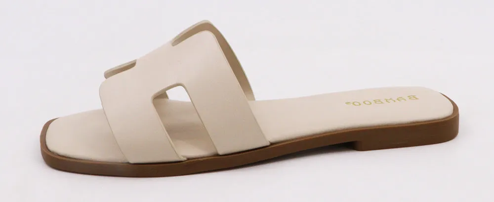 Square Toe Casual Flat Slides