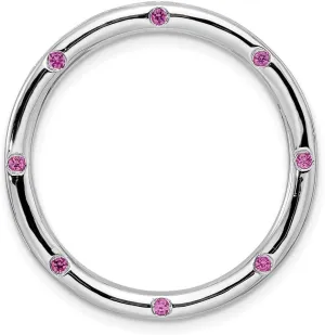 Sterling Silver& Created Pink Sapphire Stackable Large Slide, 29mm