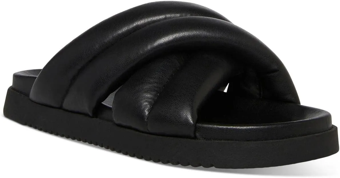 Steve Madden Womens Motte Faux Leather Slip On Slide Sandals