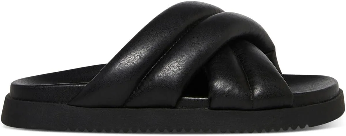 Steve Madden Womens Motte Faux Leather Slip On Slide Sandals