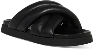 Steve Madden Womens Motte Faux Leather Slip On Slide Sandals