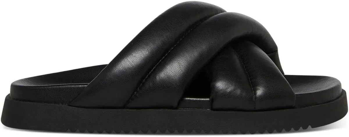 Steve Madden Womens Motte Faux Leather Slip On Slide Sandals