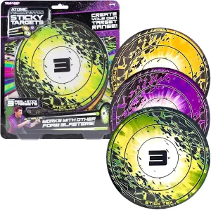 Sticky Targets for Foam Ball Blasters and Poppers, 3-Pack - Includes 3 Targets That Stick to Most Flat Surfaces - Self-Adhesive, Removable - Gift for Kids Ages 4 