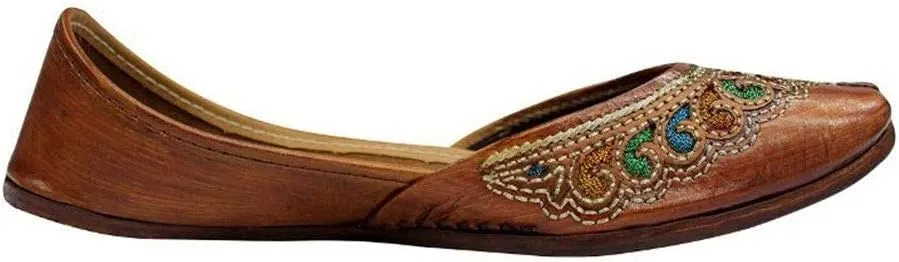 Stop n Style Punjabi Jutti for Ladies Brown Leather Jutti Ethnic Shoes Indian Shoes Jutti Online Mojari Online